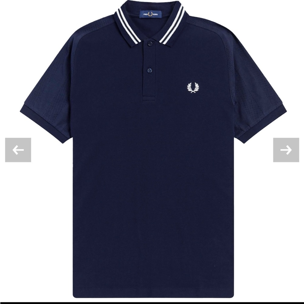 FRED PERRYM3 Raglan Sleeve Polo Shirt - Navy Size Small Slim Fit